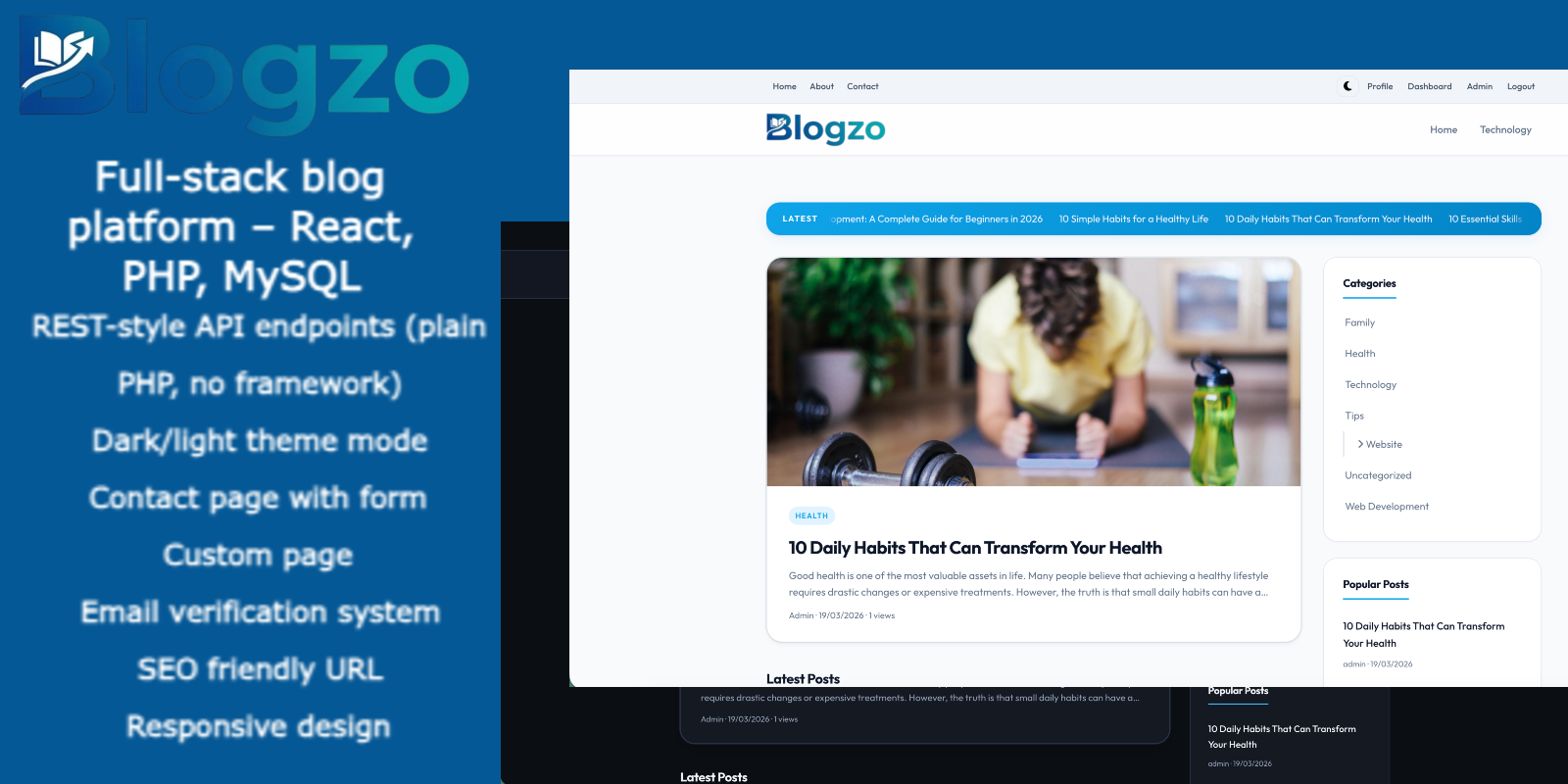 Blogzo - Full-Stack Blog Platform React